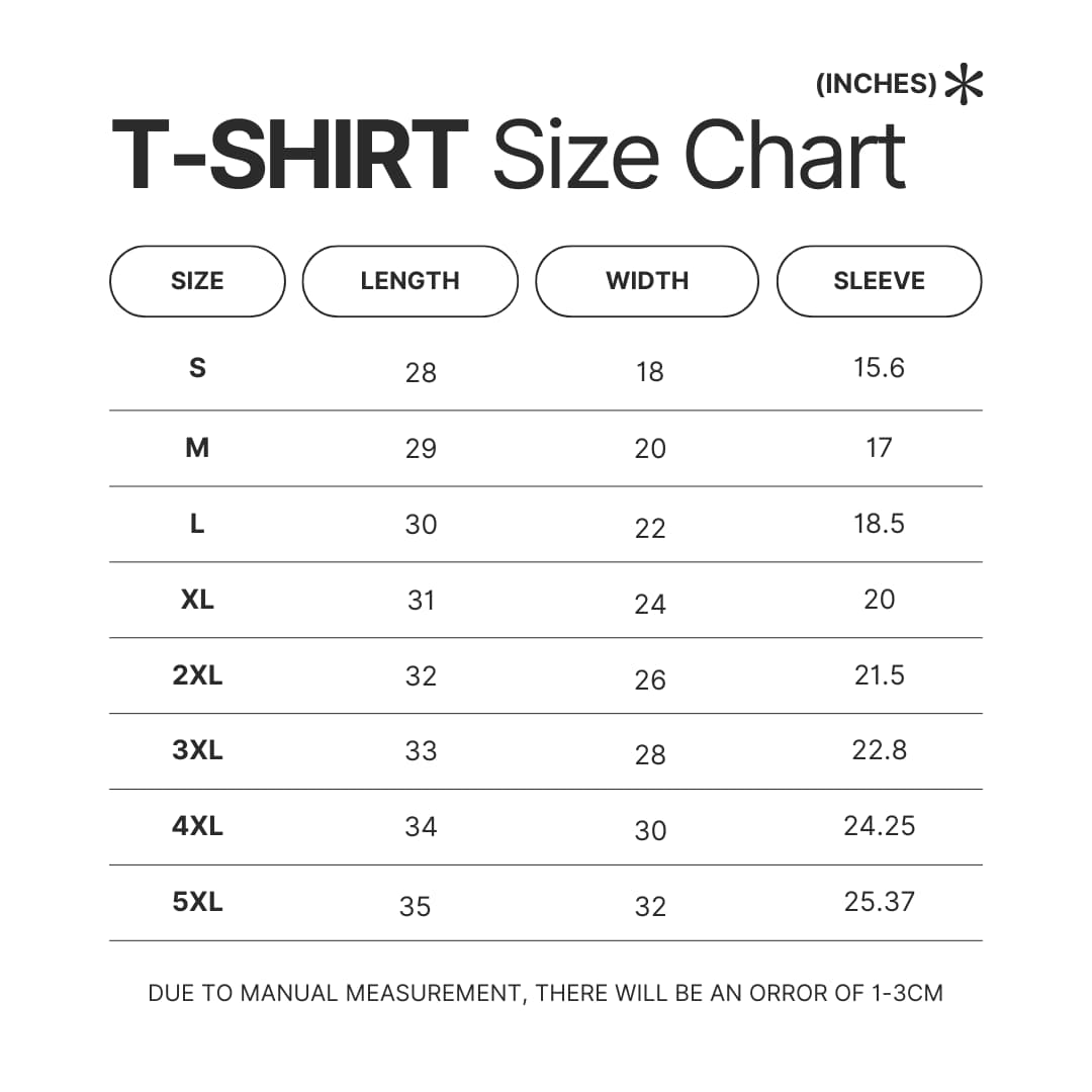 T shirt Size Chart - Elite Dangerous Merch