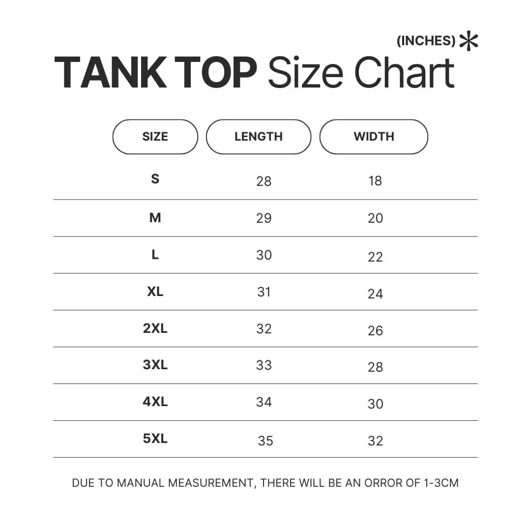 Tank Top Size Chart - Elite Dangerous Merch