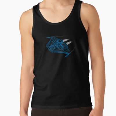 Elite Dangerous Krait Mkii Wireframe Blue Tank Top