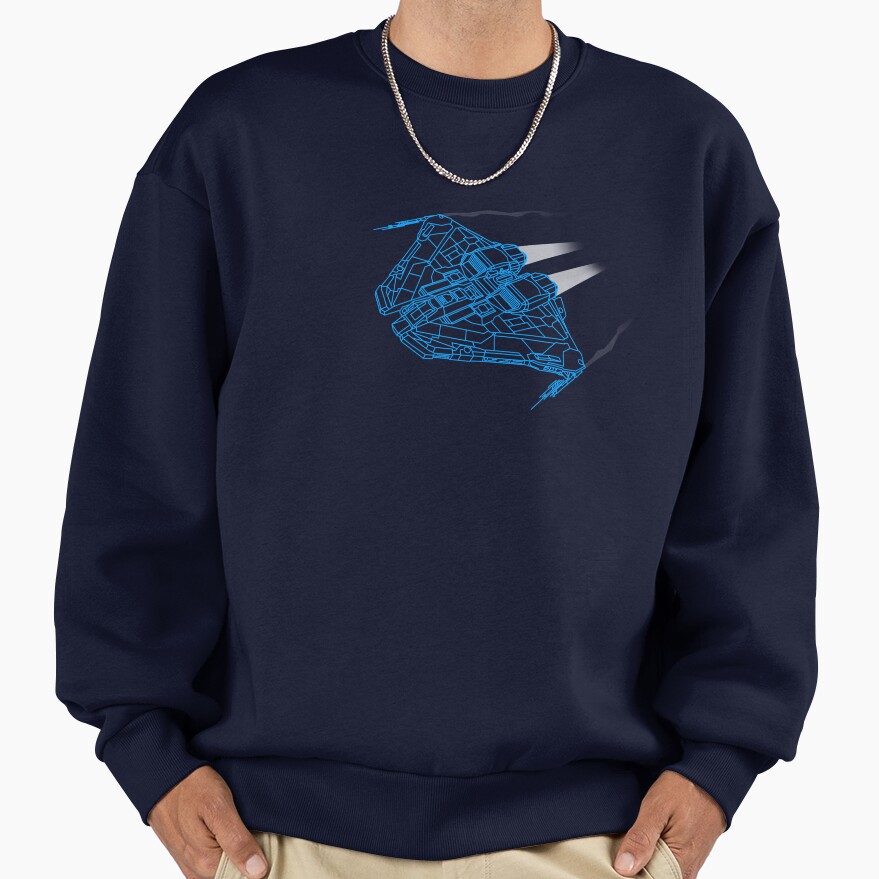 Elite Dangerous Krait Mkii Wireframe Blue Sweatshirt - Image 5