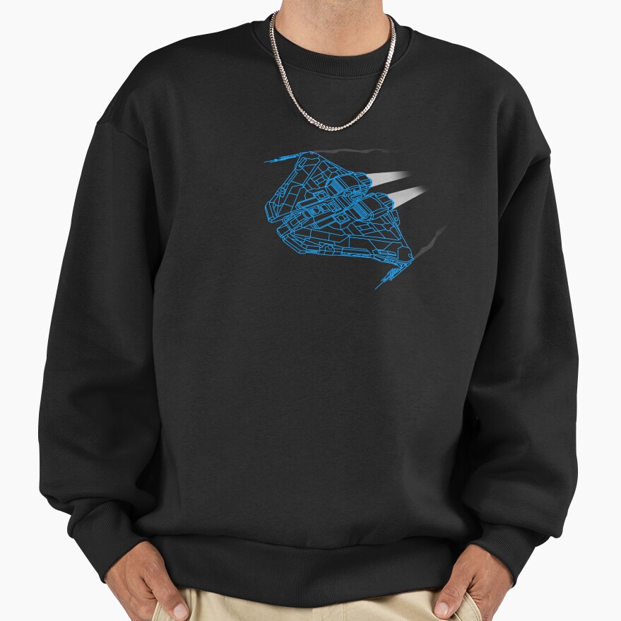 Elite Dangerous Krait Mkii Wireframe Blue Sweatshirt