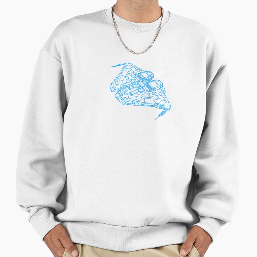 Elite Dangerous Krait Mkii Wireframe Blue Sweatshirt - Image 2