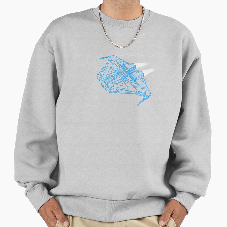 Elite Dangerous Krait Mkii Wireframe Blue Sweatshirt - Image 4
