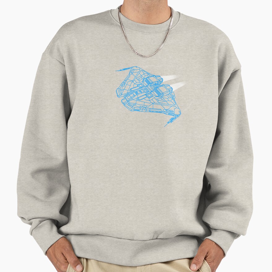 Elite Dangerous Krait Mkii Wireframe Blue Sweatshirt - Image 3