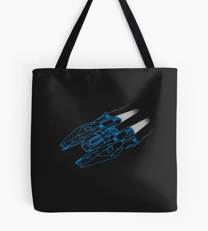 Elite Dangerous Mamba Wireframe Blue Tote Bag
