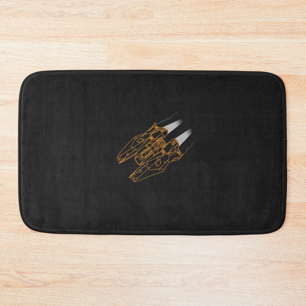Elite Dangerous Mamba Wireframe Orange Bath Mat