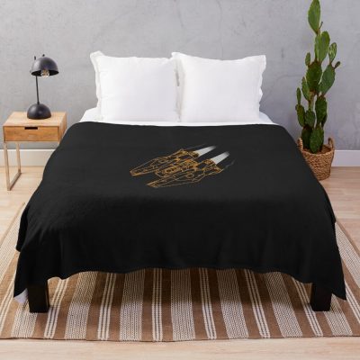 Elite Dangerous Mamba Wireframe Orange Throw Blanket