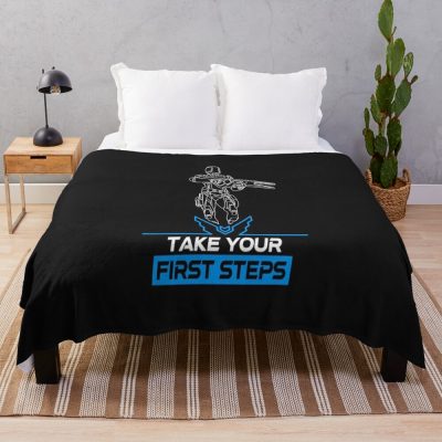 Elite Dangerous Take Your First Steps Blue Throw Blanket