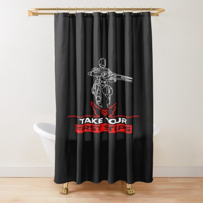 Elite Dangerous Take Your First Steps Red Shower Curtain
