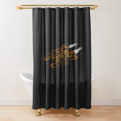 Elite Dangerous Mamba Wireframe Orange Shower Curtain