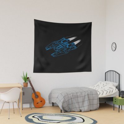 Elite Dangerous Mamba Wireframe Blue Tapestry