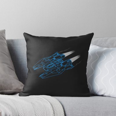 Elite Dangerous Mamba Wireframe Blue Throw Pillow